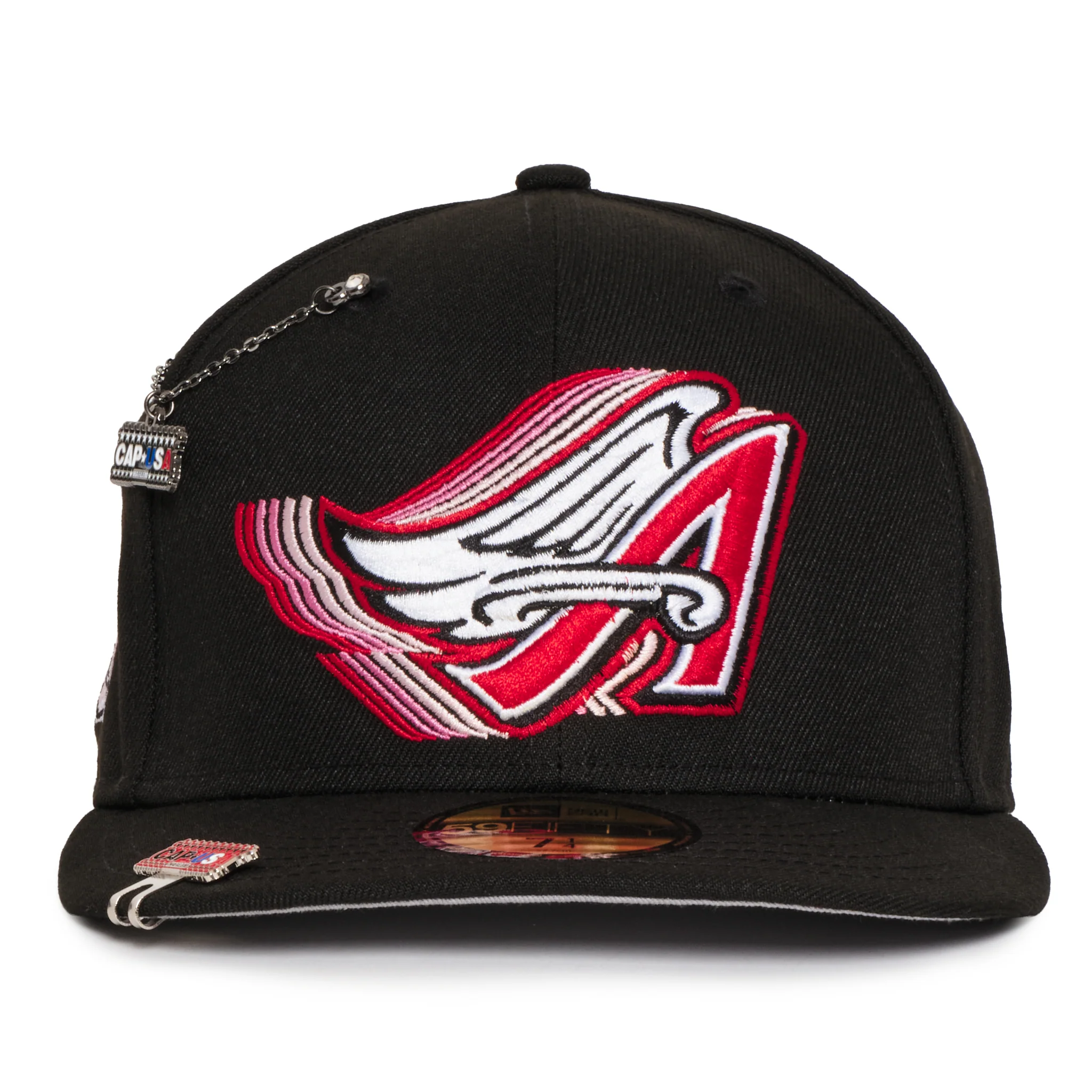 Anaheim Angels All Black Pink 3D Logo 40Th Anniversary GREY UV - Image 2