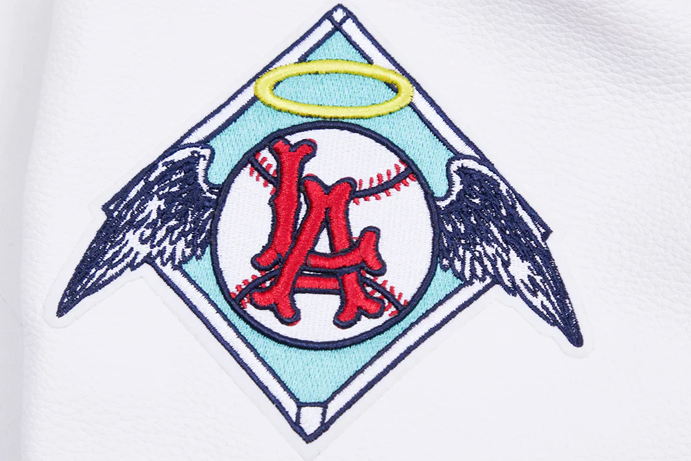 Los Angeles Angels Navy and White Varsity Jacket - Image 3