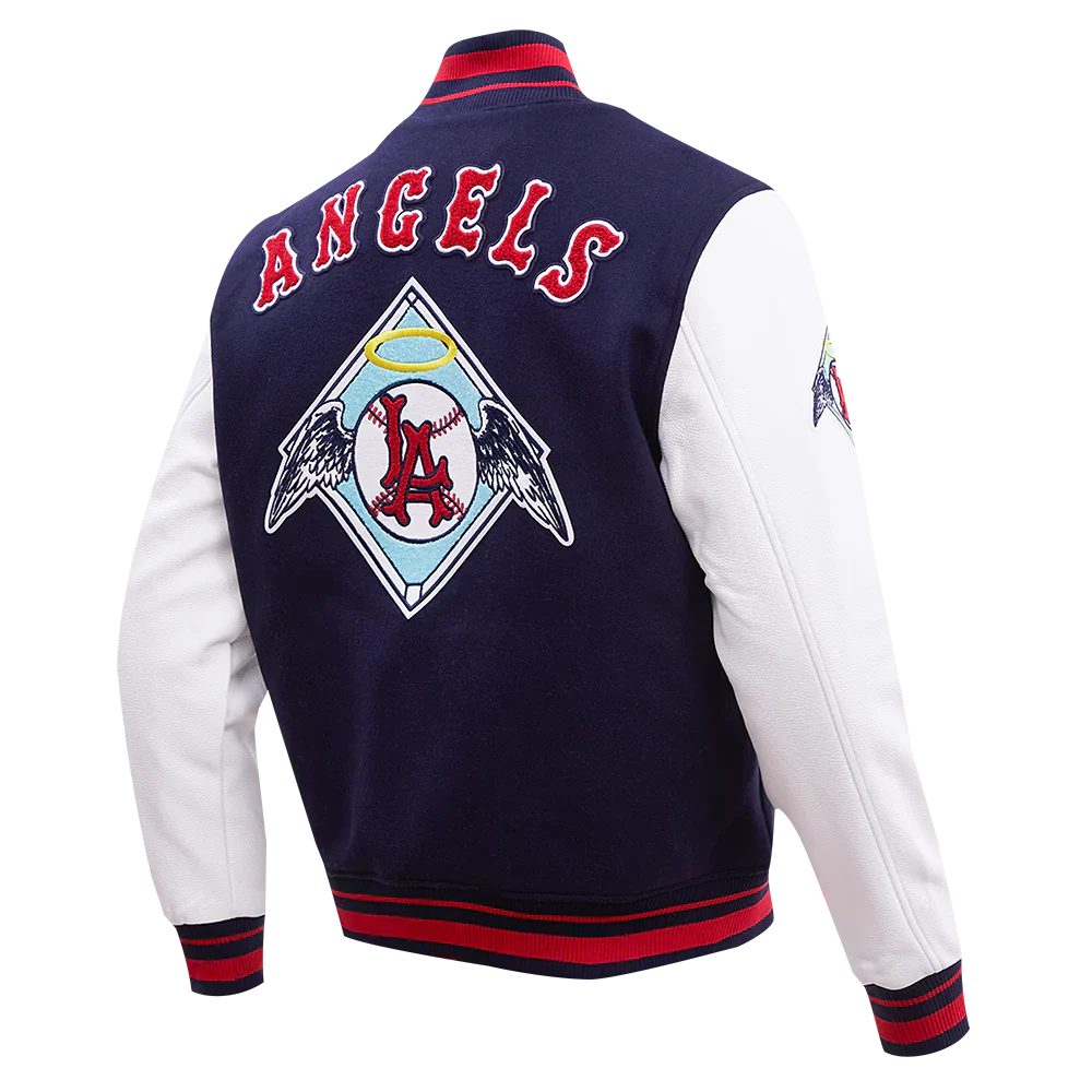 Los Angeles Angels Navy and White Varsity Jacket - Image 4