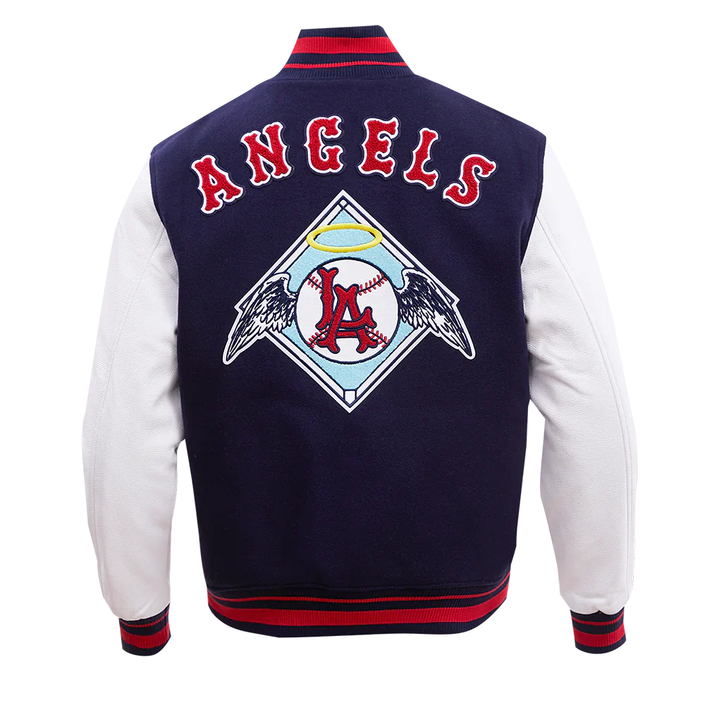 Los Angeles Angels Navy and White Varsity Jacket - Image 5