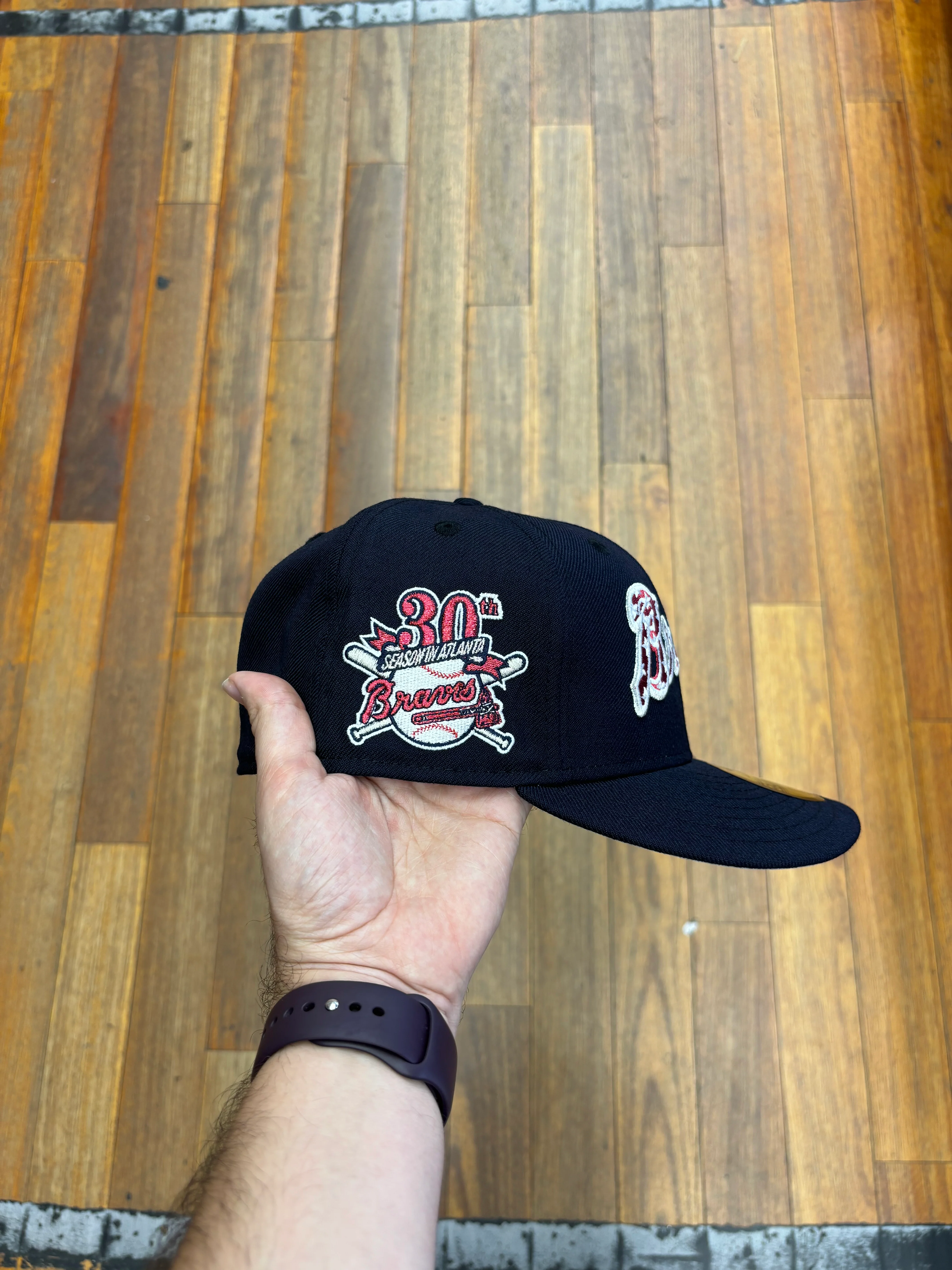 Atlanta Braves All Navy Stars Script Logo Silver outline 30Th - Image 3
