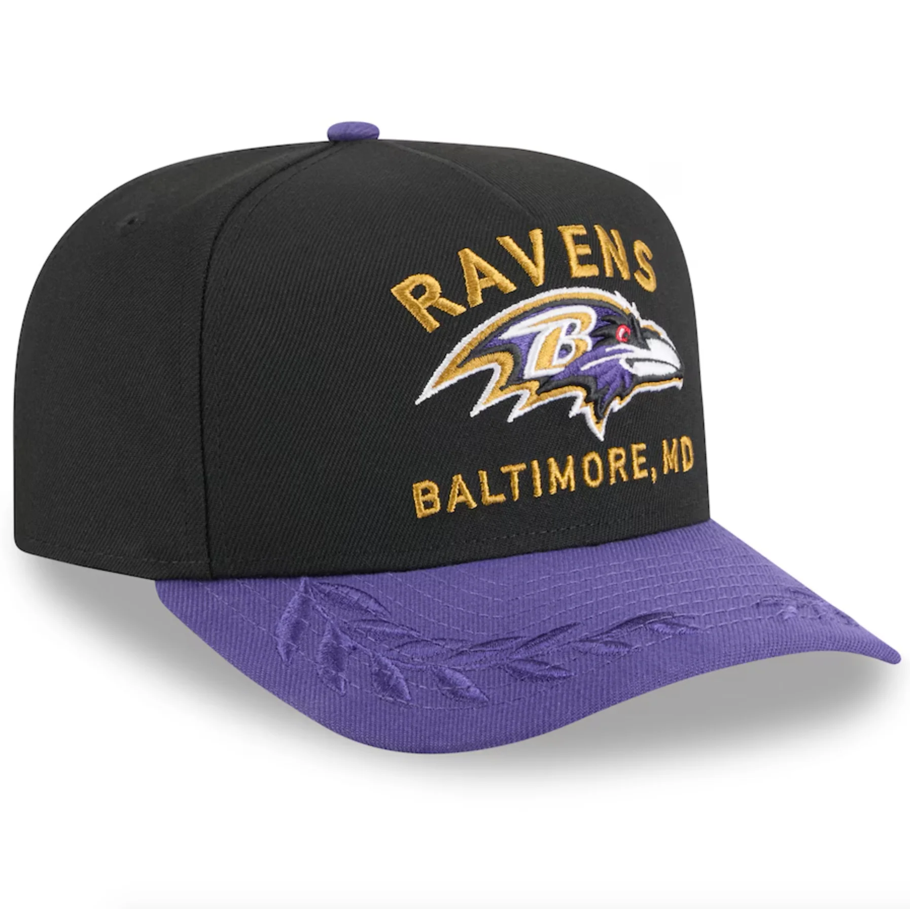 Baltimore Ravens Black NFL25 DRAFT 950 AFrame Snap Back - Image 3