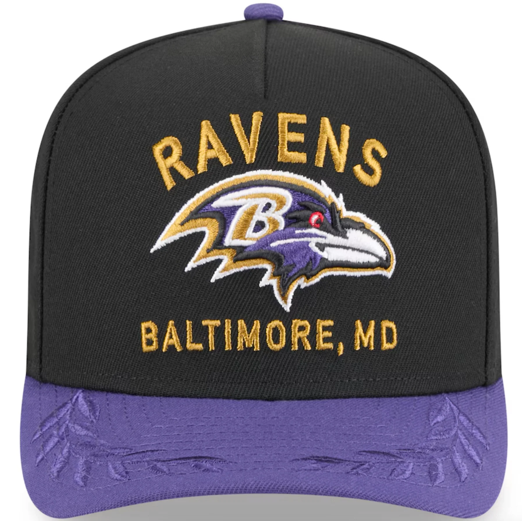Baltimore Ravens Black NFL25 DRAFT 950 AFrame Snap Back - Image 5