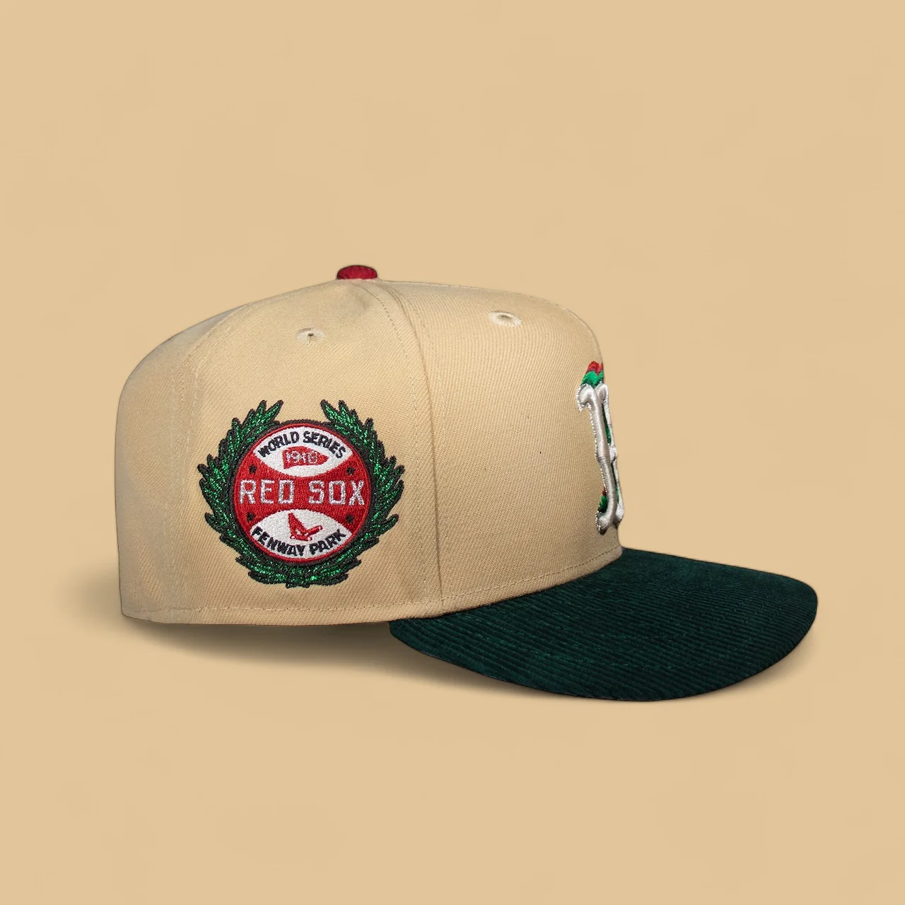 Boston Red Sox 3D Logo Candied Pecan and Corduroy Green 1918 - Image 2