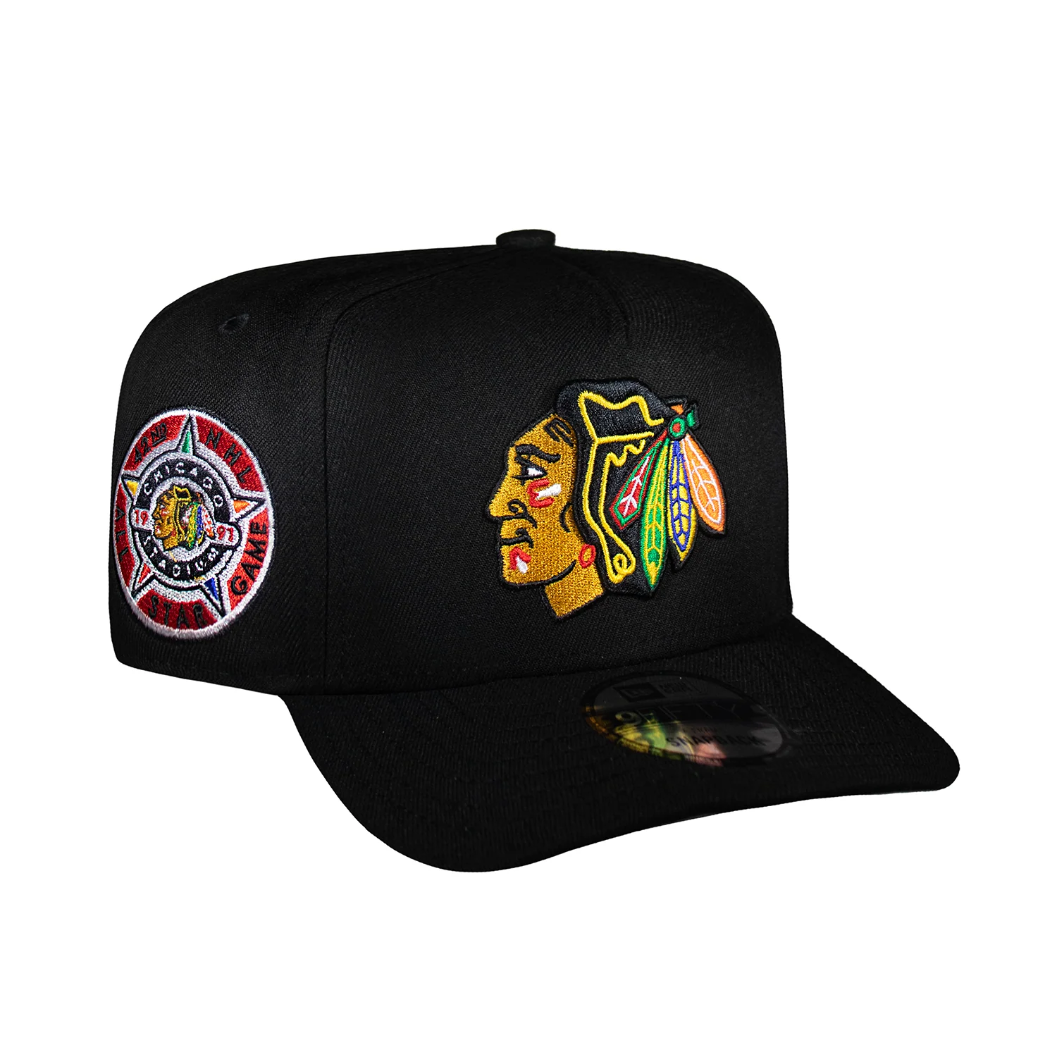 Chicago Black Hawks All Black 950 AFrame Snap Back - Image 2