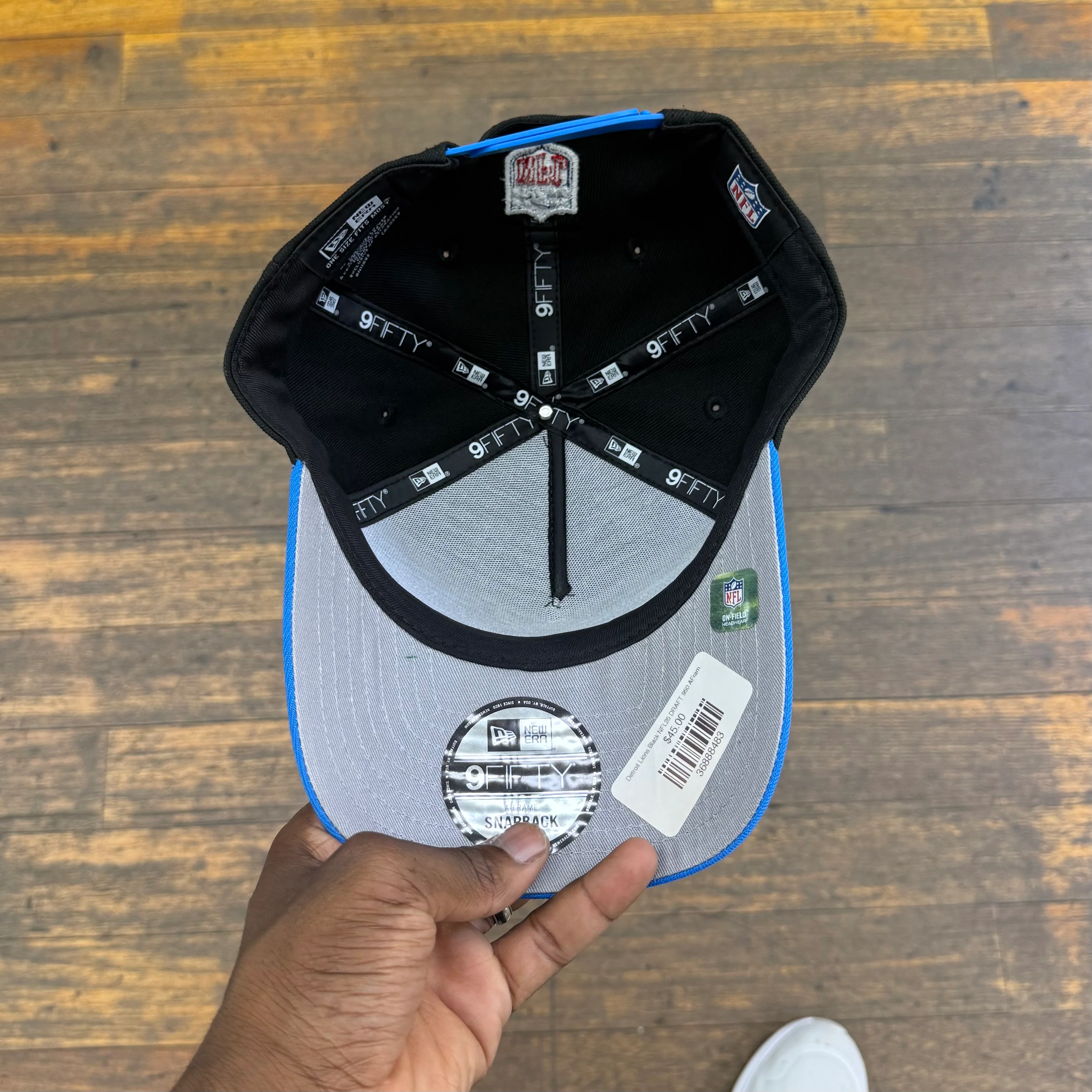 Detroit Lions Black NFL25 DRAFT 950 AFrame Snap Back - Image 8