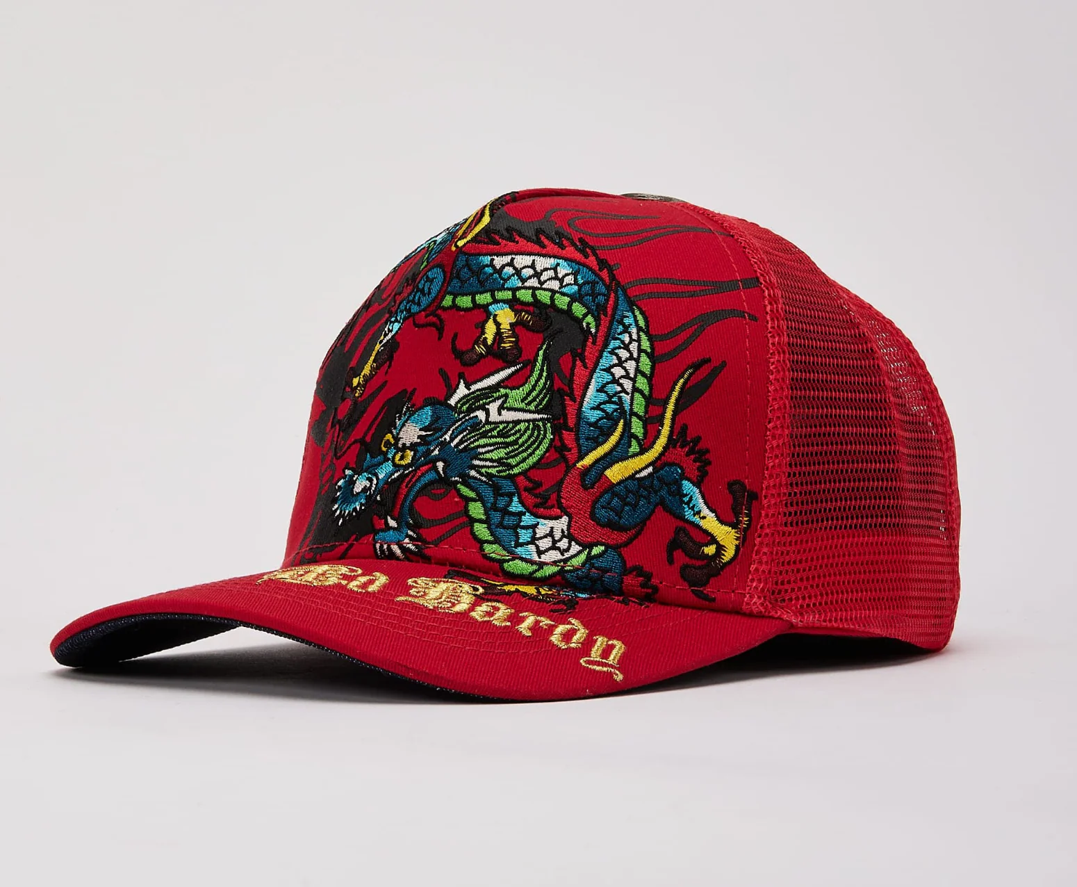 Ed Hardy Red EMBROIDERED DRAGON TRUCKER HAT - Image 3