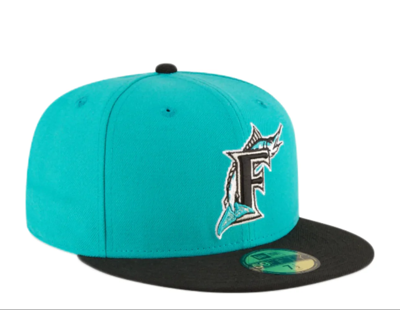 Florida Marlins Teal and Black 1997 World Series Fitted Hat - Image 2