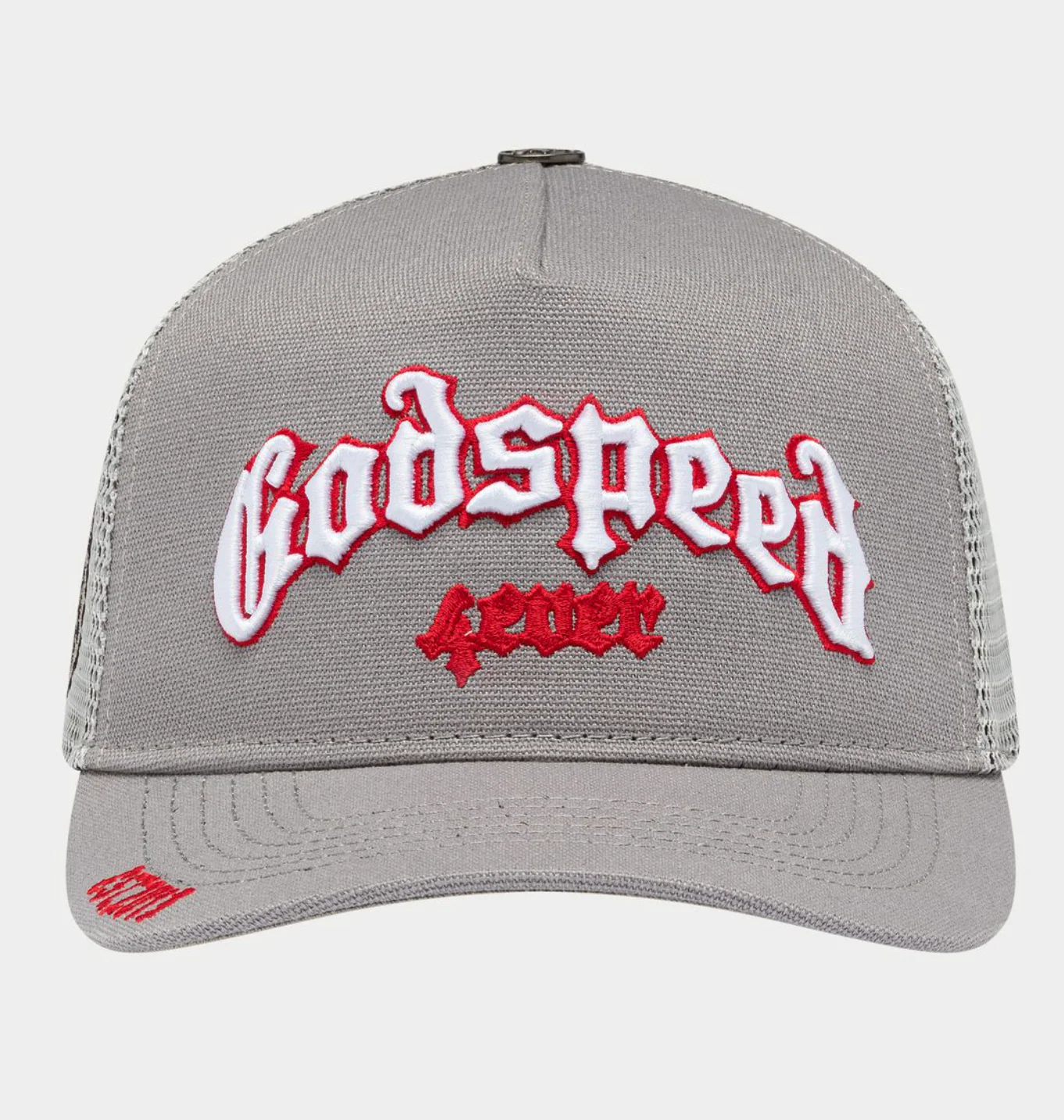 GODSPEED Forever Grey and Red Outline FOREVER TRUCKER HAT