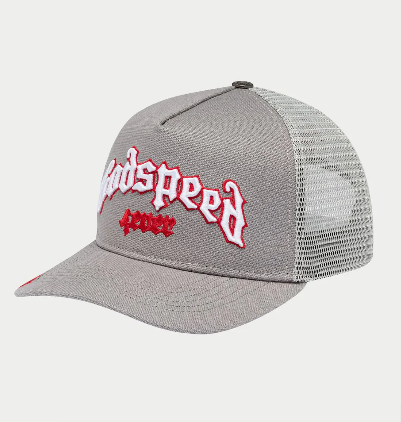 GODSPEED Forever Grey and Red Outline FOREVER TRUCKER HAT - Image 3