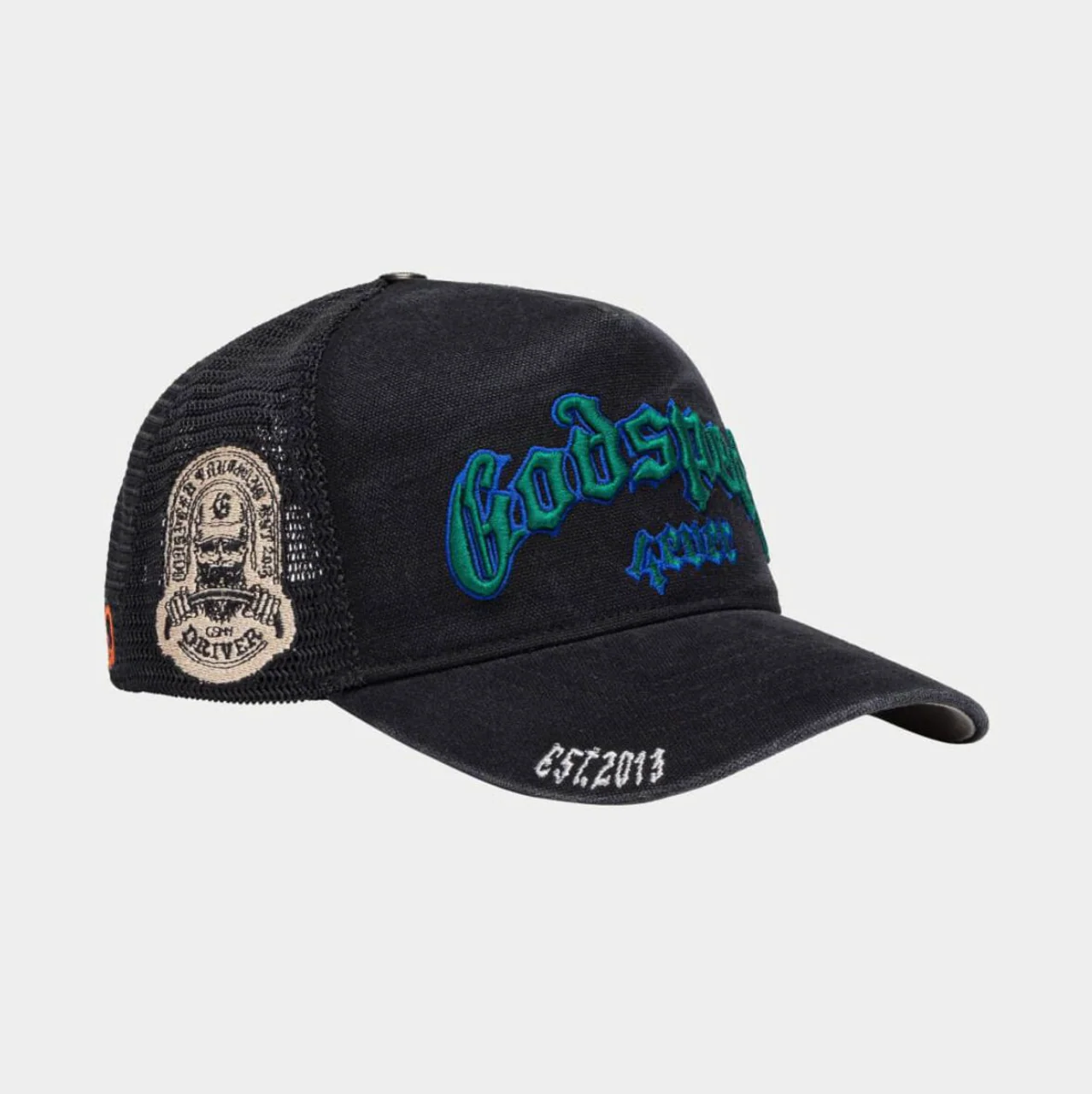 GodSpeed Forever Trucker Hat (Black Washed/Green) - Image 2