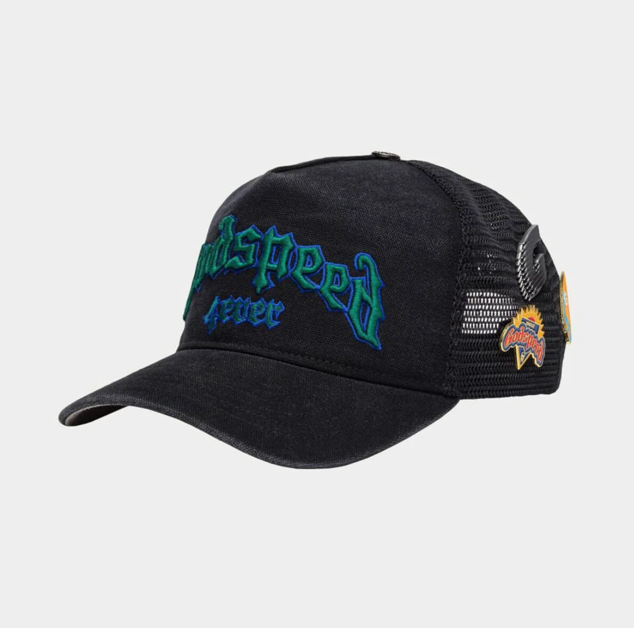 GodSpeed Forever Trucker Hat (Black Washed/Green) - Image 3
