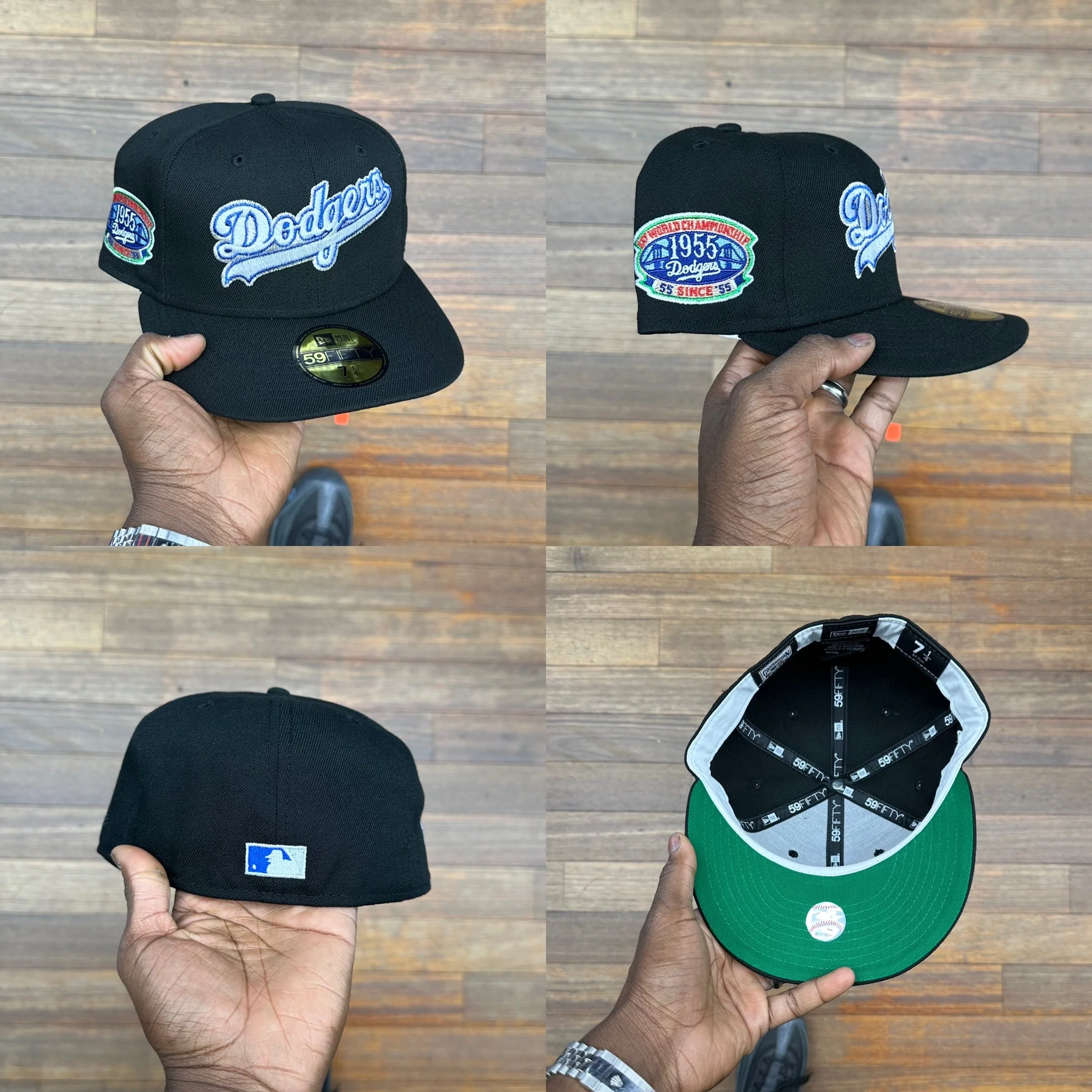 Los Angeles Dodgers Black Script 1955 Green uv - Image 3