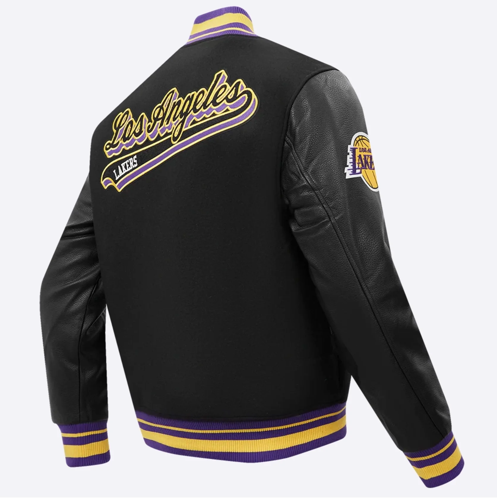 Los Angeles Lakers Black Script Varsity Jacket - Image 4