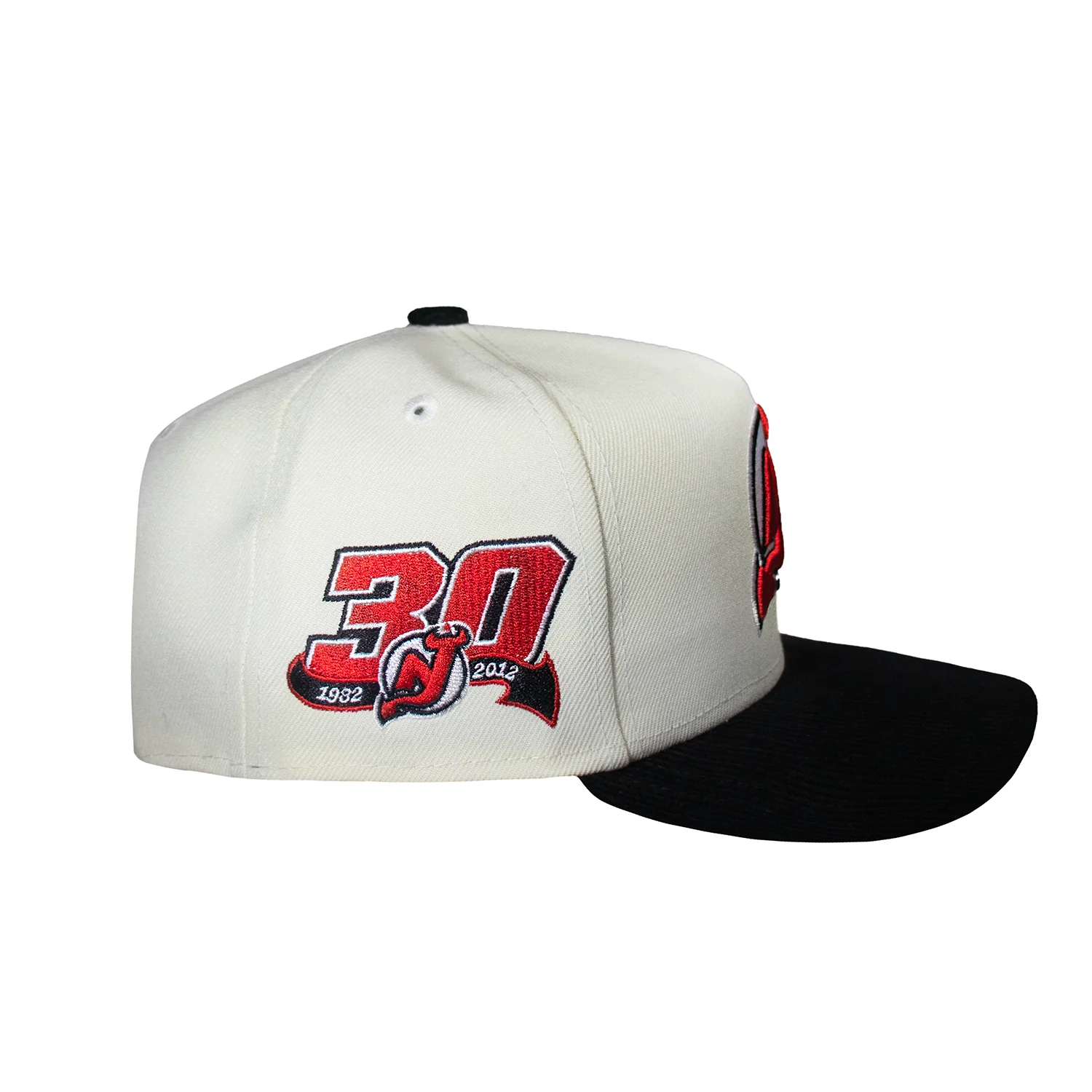 New Jersey Devils Creme and Black Cordy 950 AFrame Snap Back - Image 3