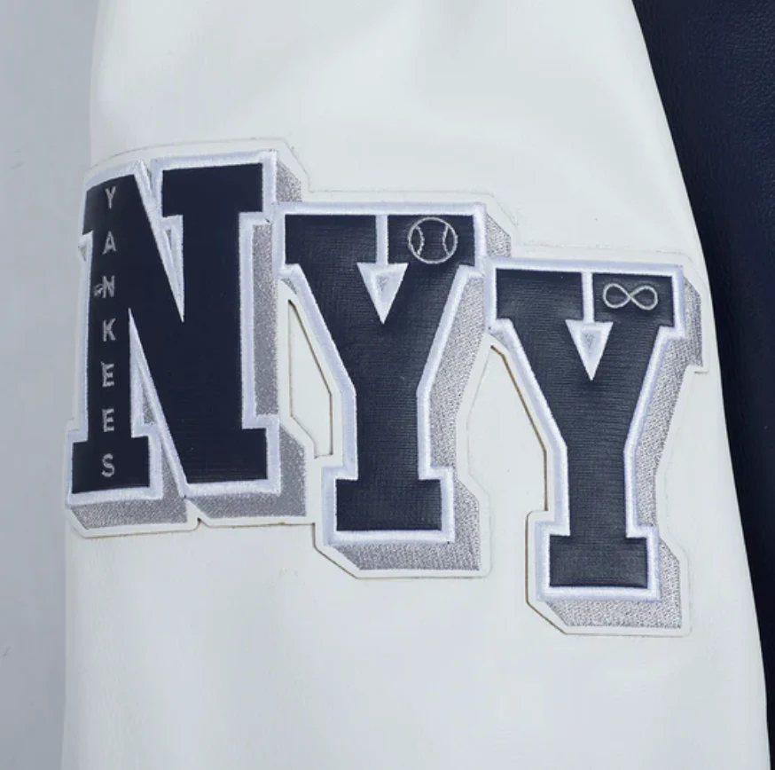 New York Yankees All Navy Leather Jacket - Image 7