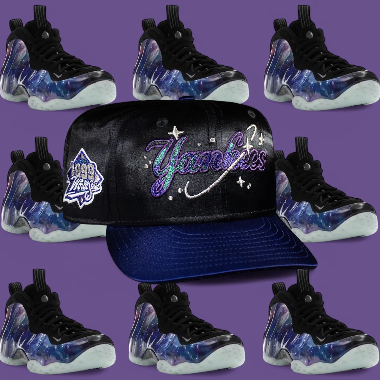 New York Yankees Galaxy Satin Black and Royal Script - Image 2