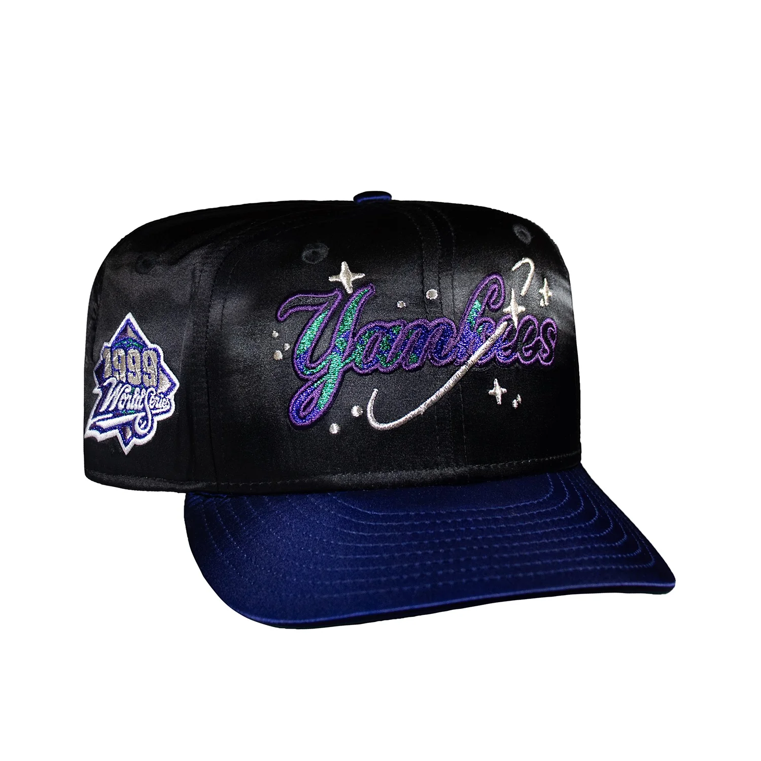 New York Yankees Galaxy Satin Black and Royal Script - Image 3