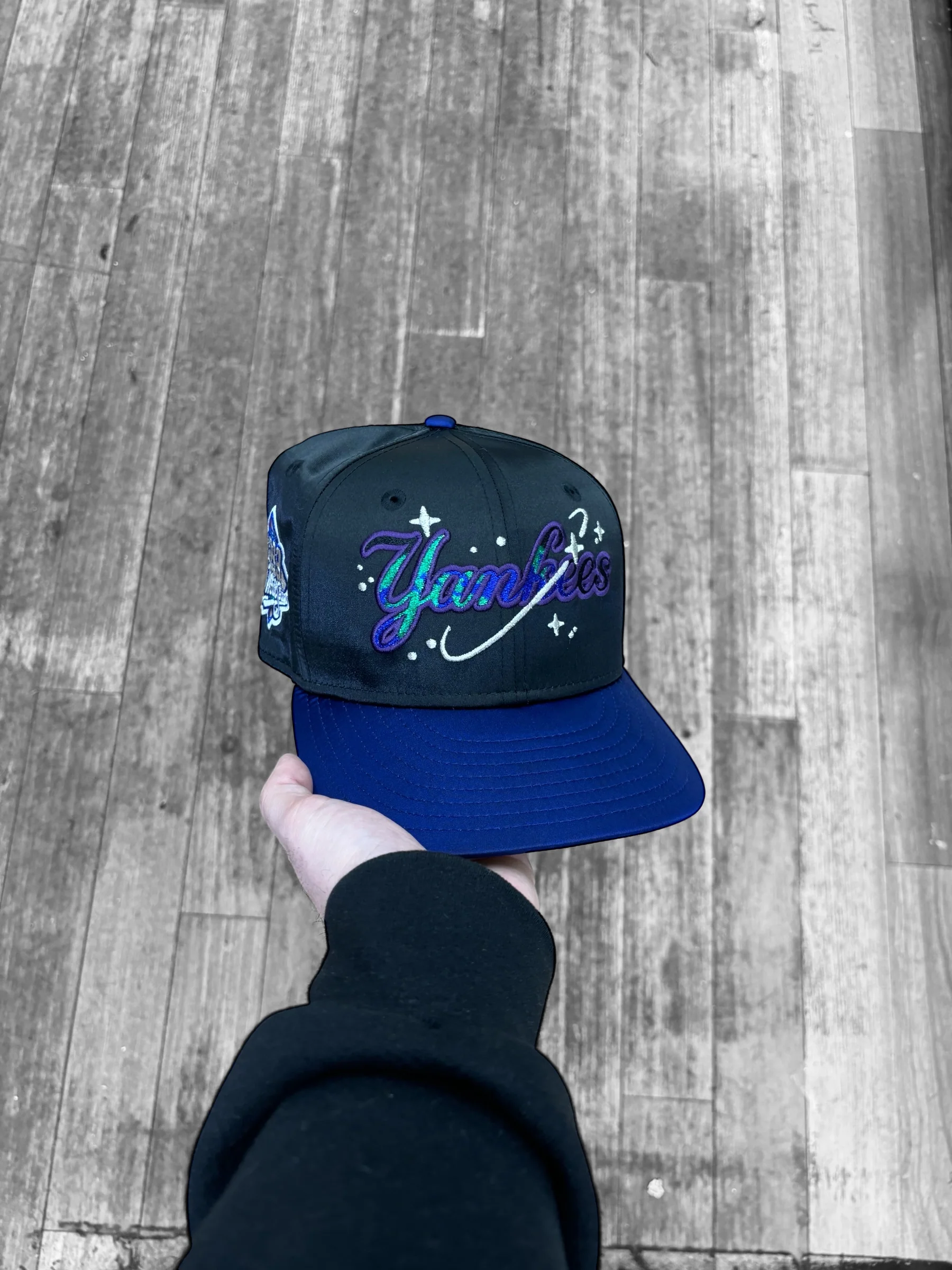 New York Yankees Galaxy Satin Black and Royal Script - Image 6