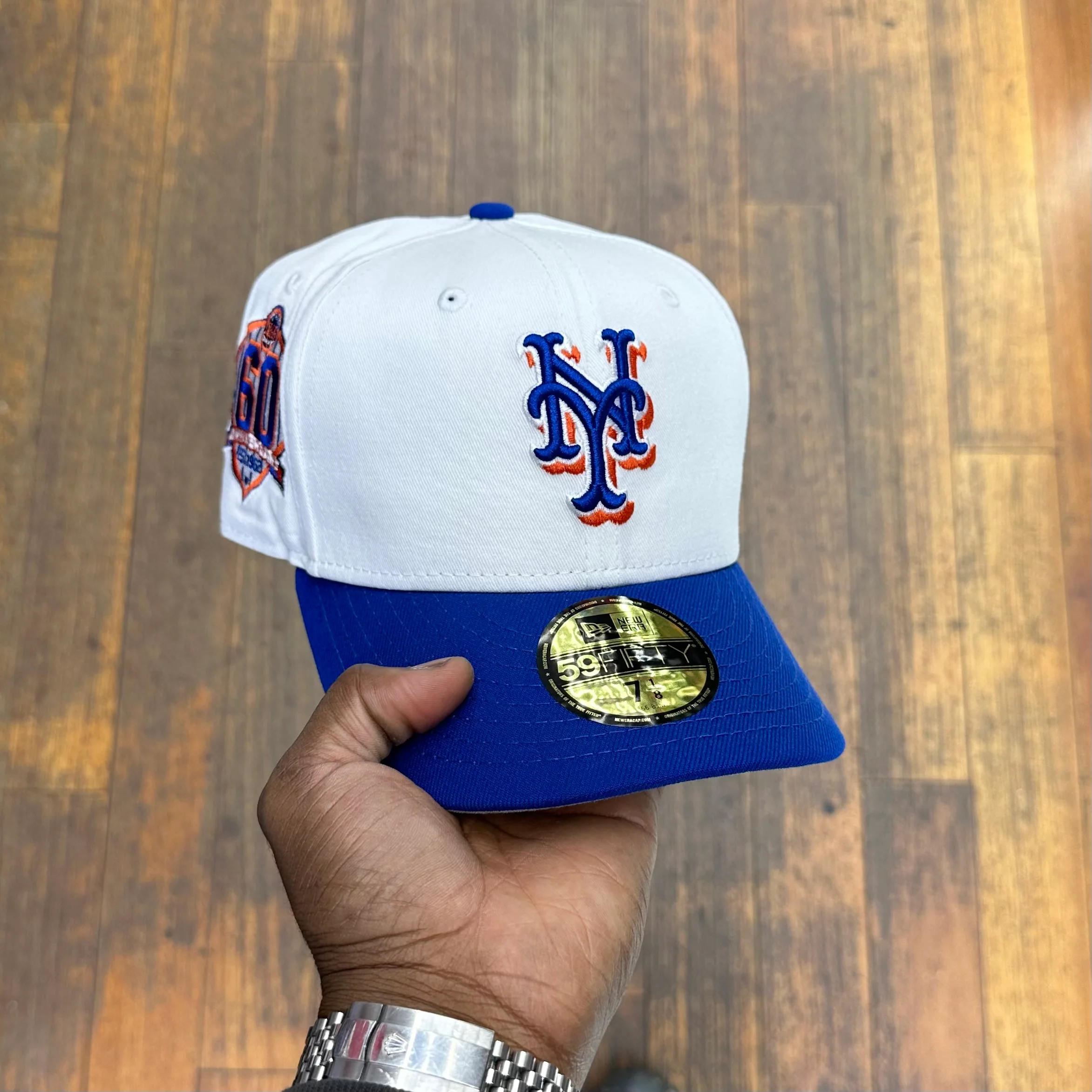 New York Mets White & Royal Blue 5950 Fitted 60th - Image 4