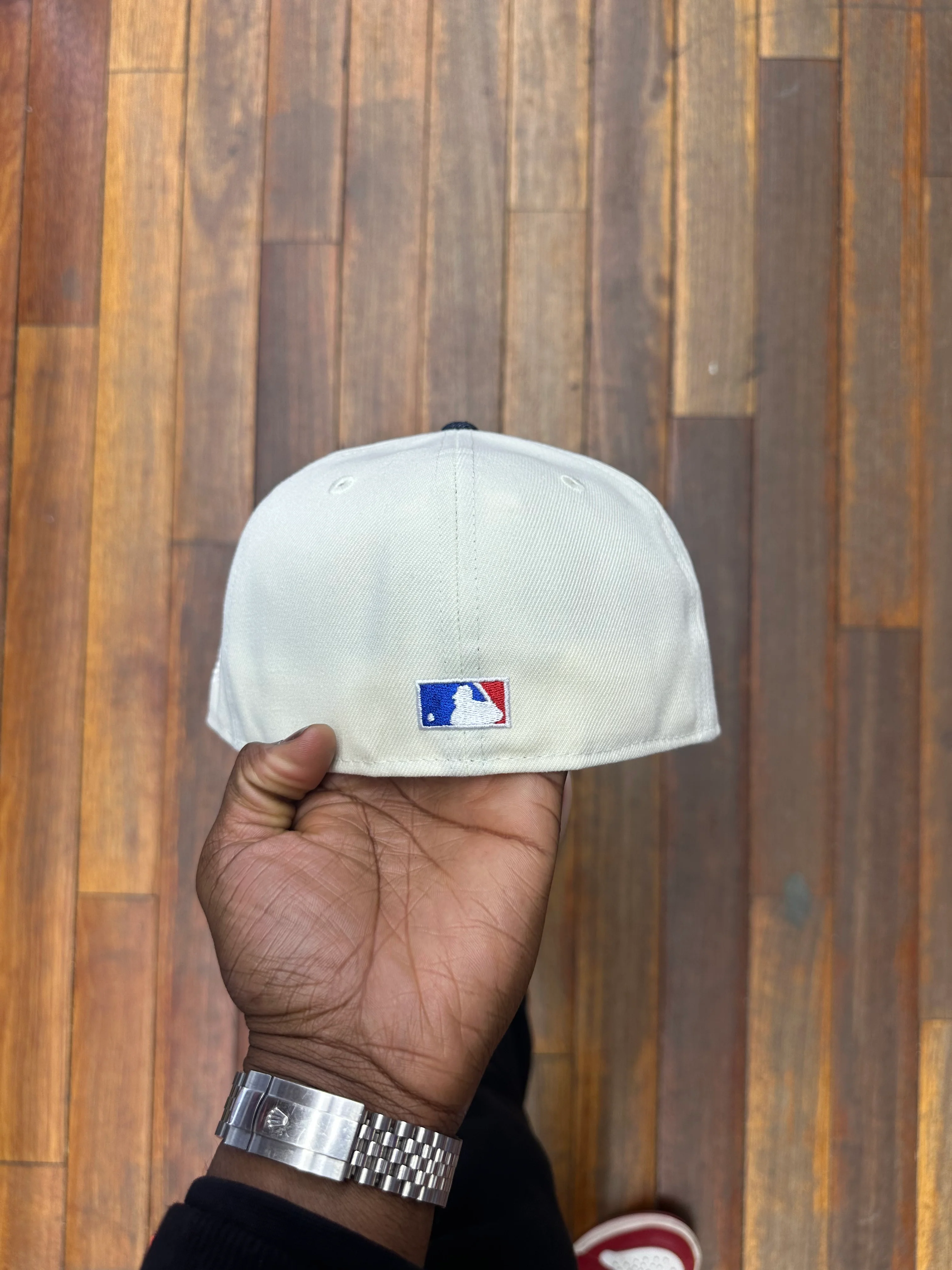 New York Yankees Chrome Creme White & Denim Visor 75th - Image 5