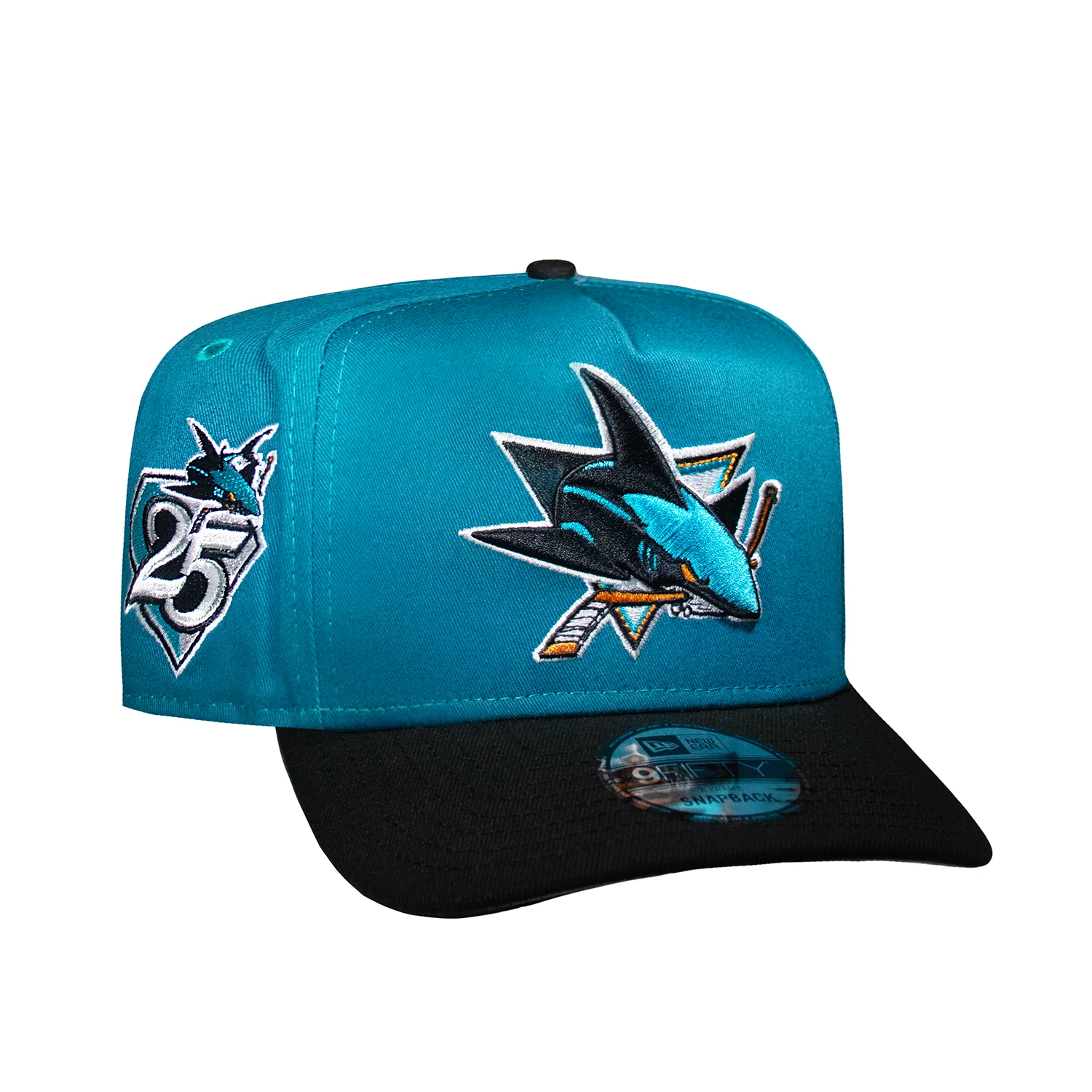 San Jose Sharks Teal & Black 950 AFrame Snap Back - Image 2